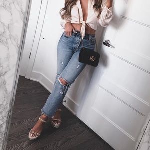 NWT Levi’s Distressed Wedgie Fit Raw Hem Jeans